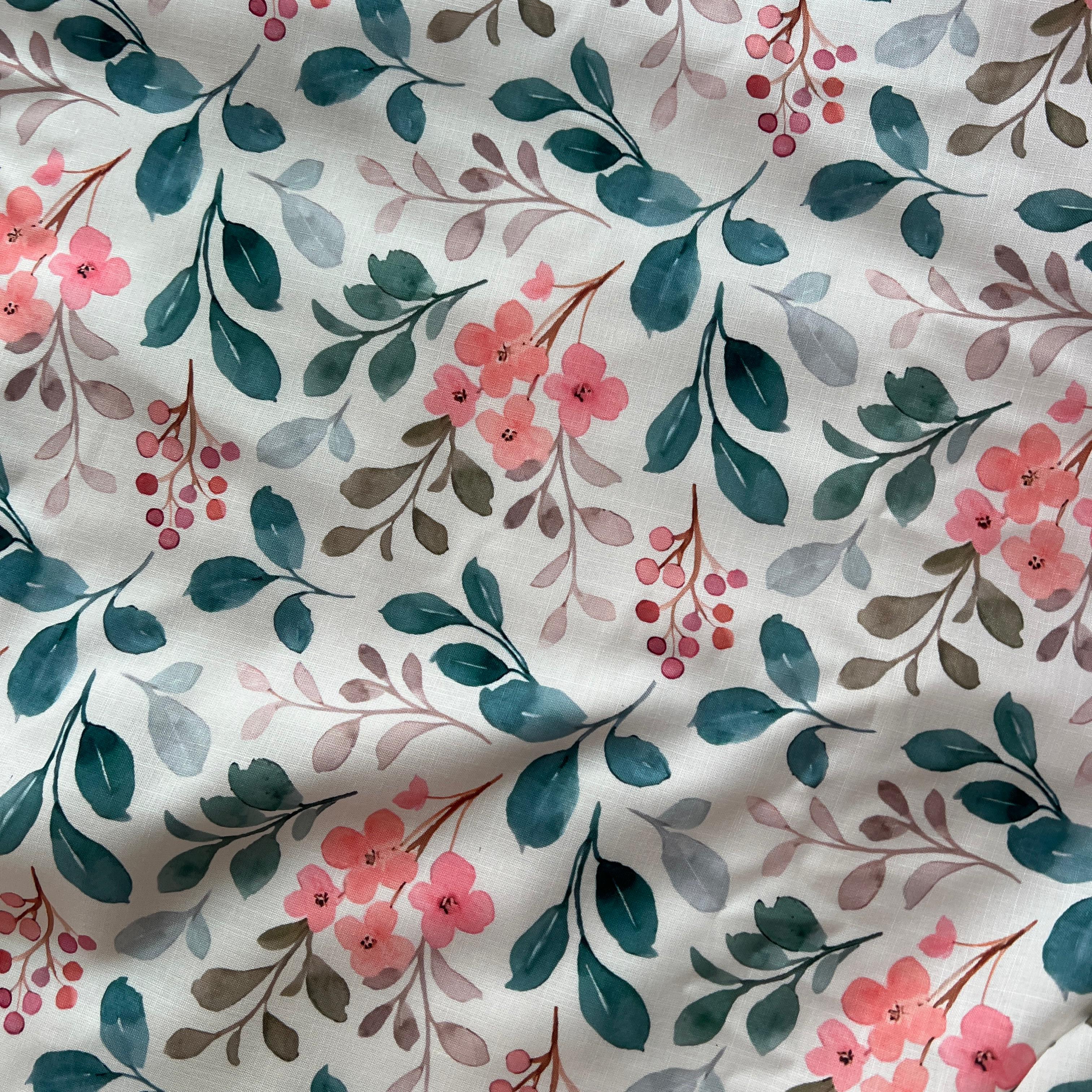 traditional floral pattern digital print on linen