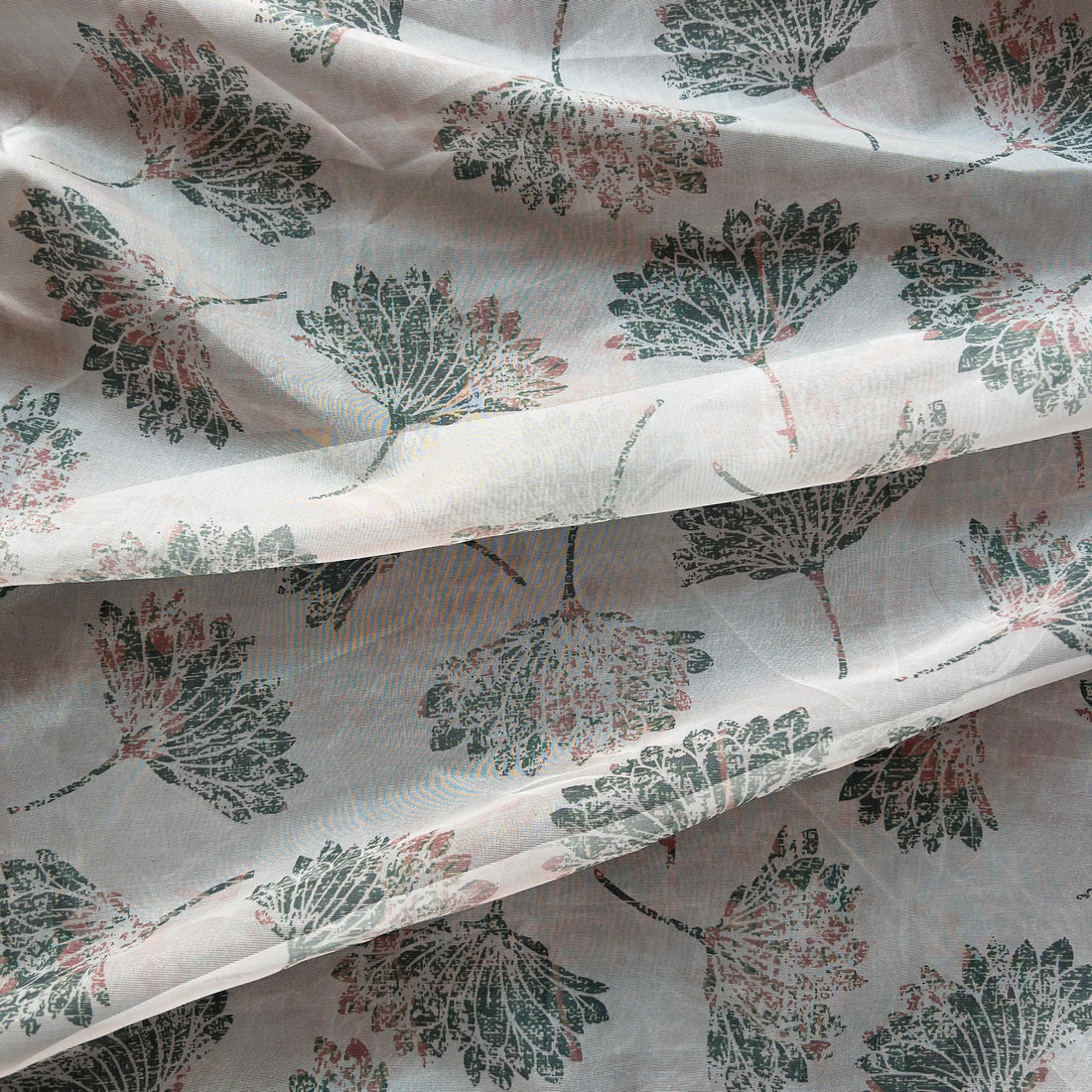 Vibrant Floral Tabby Silk Fabric for Ethnic Wear