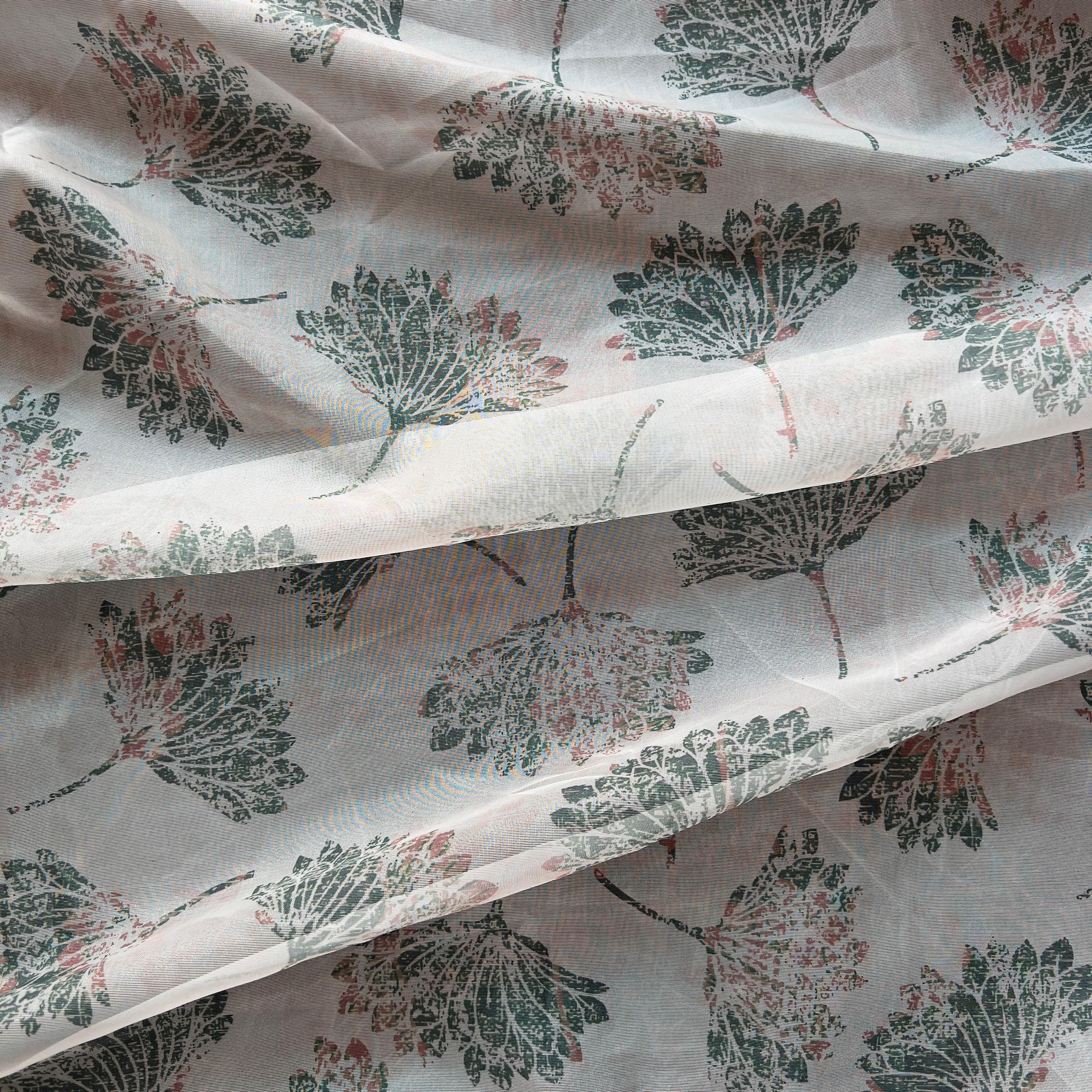 Vibrant Floral Tabby Silk Fabric for Ethnic Wear