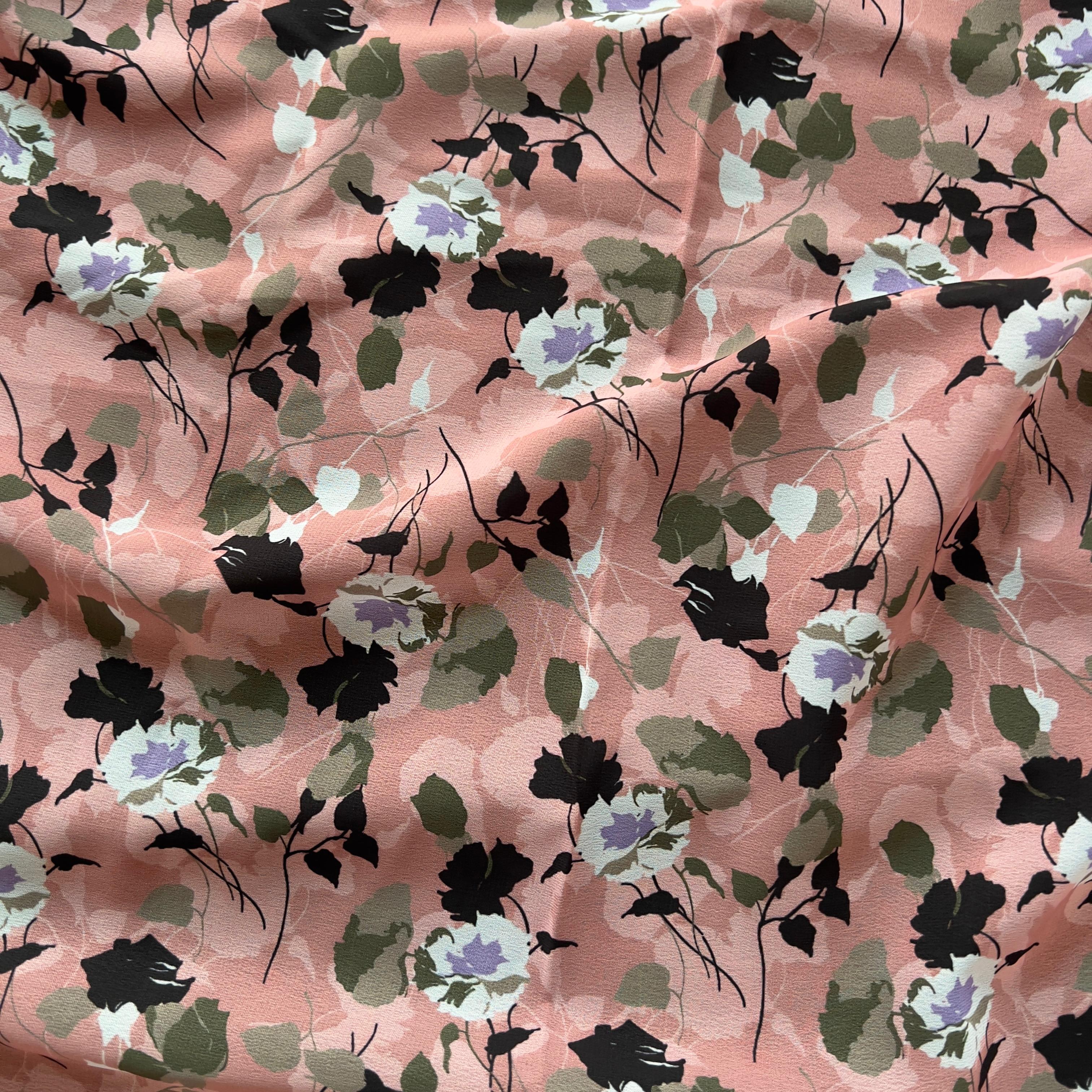 Overlapping dusty rose floral design on georgette