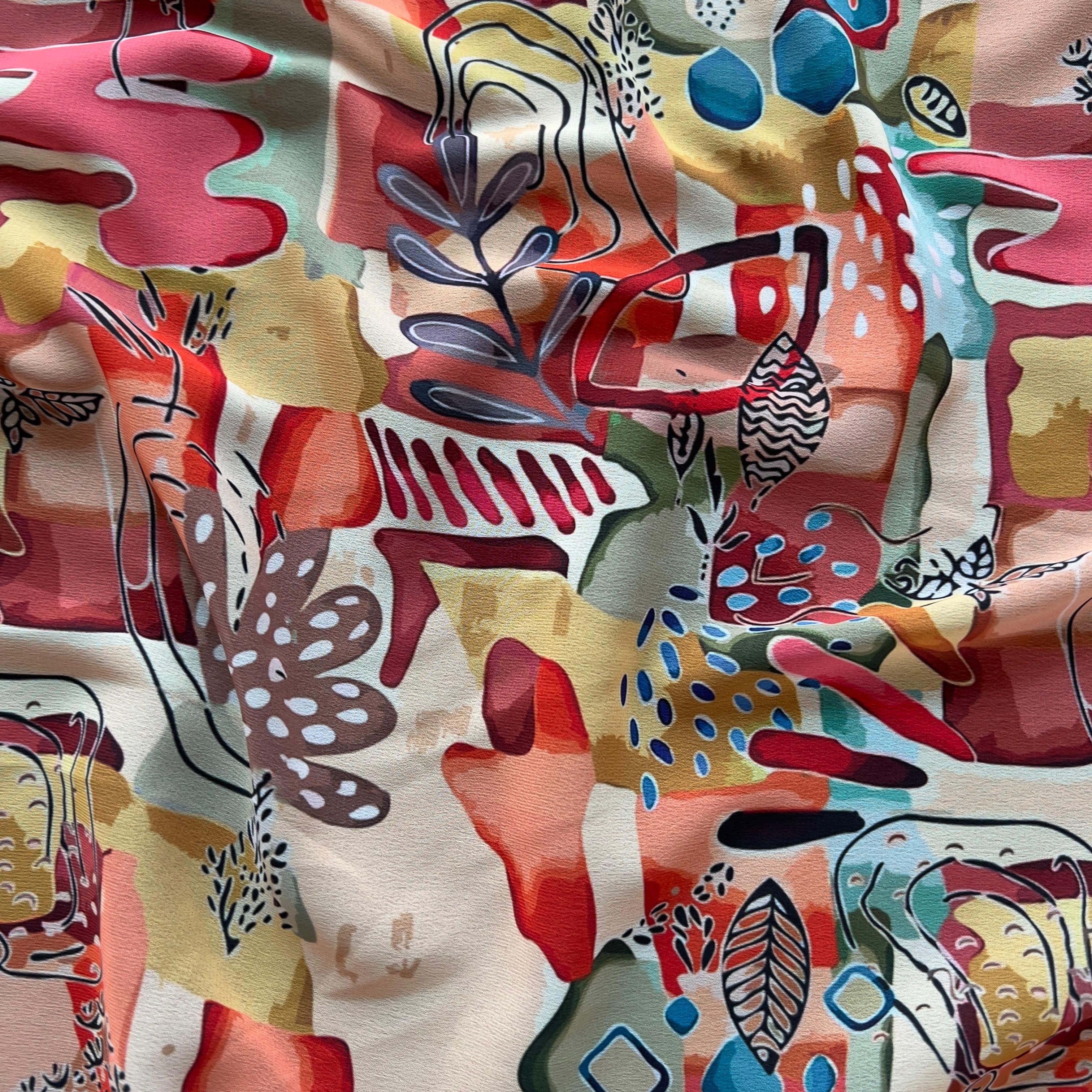 Multicolour geomatric print on georgette