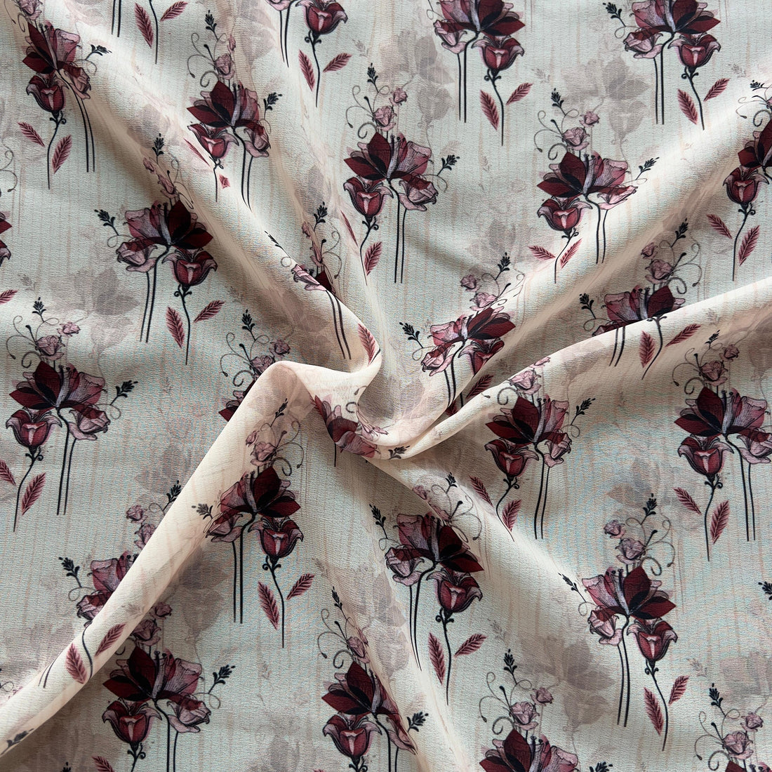 floral design with negative effects on georgette