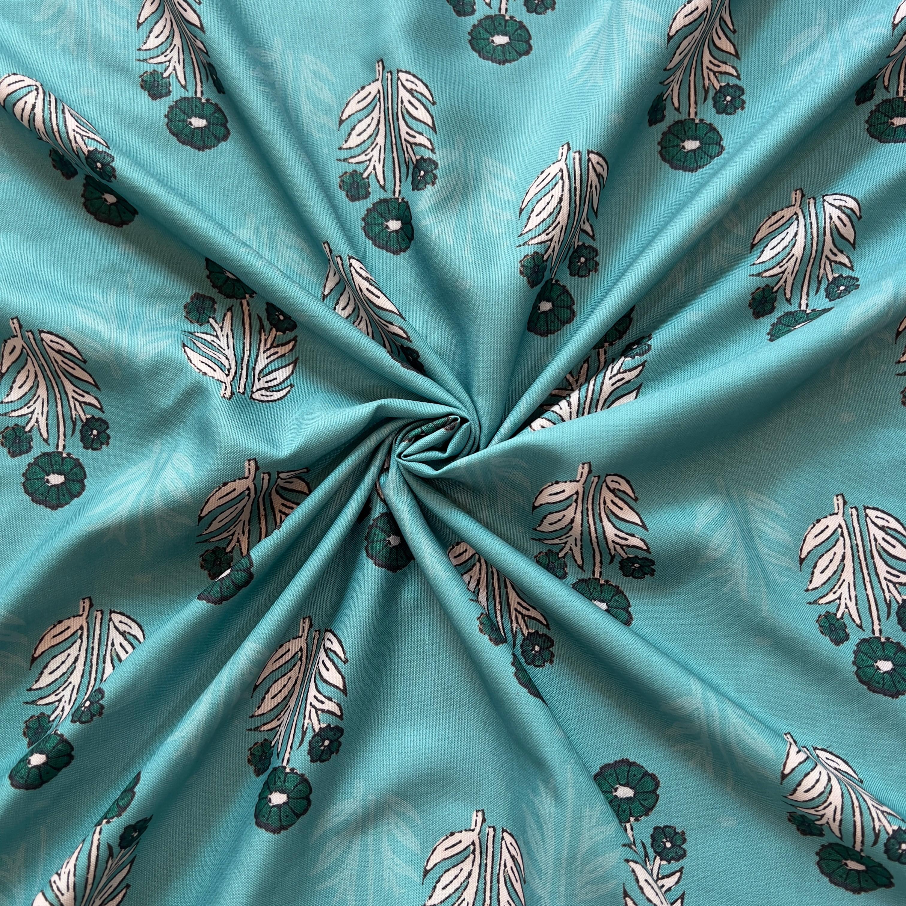 Block print with rama colour ground print on  rayon