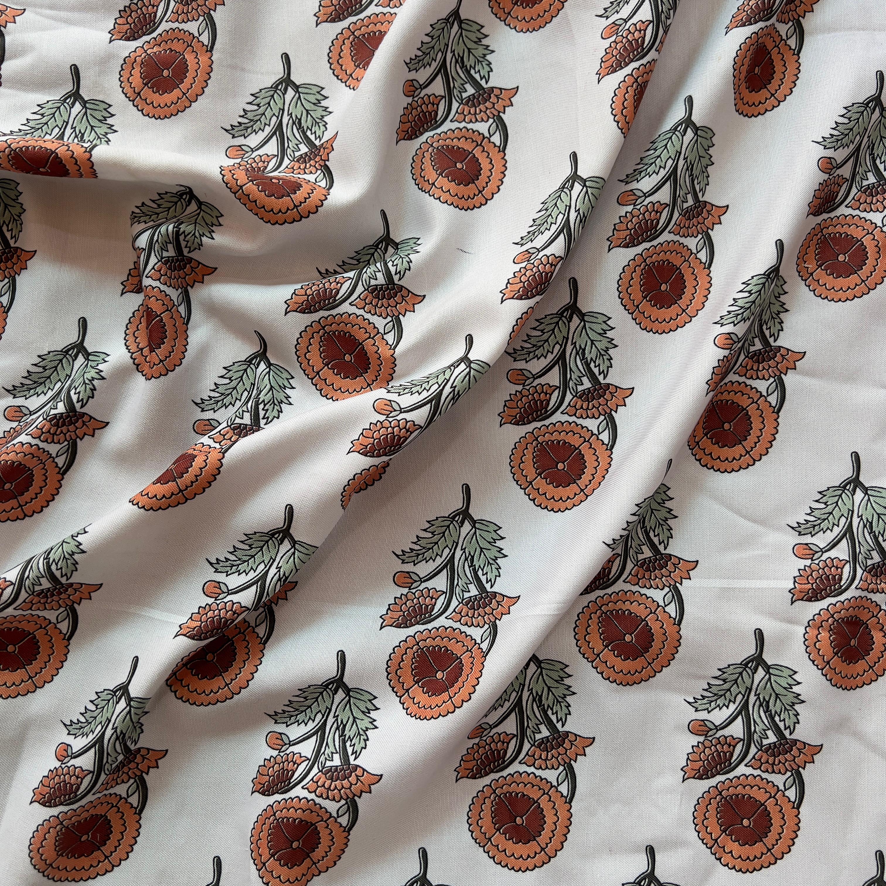 Block print traditional design on rayon