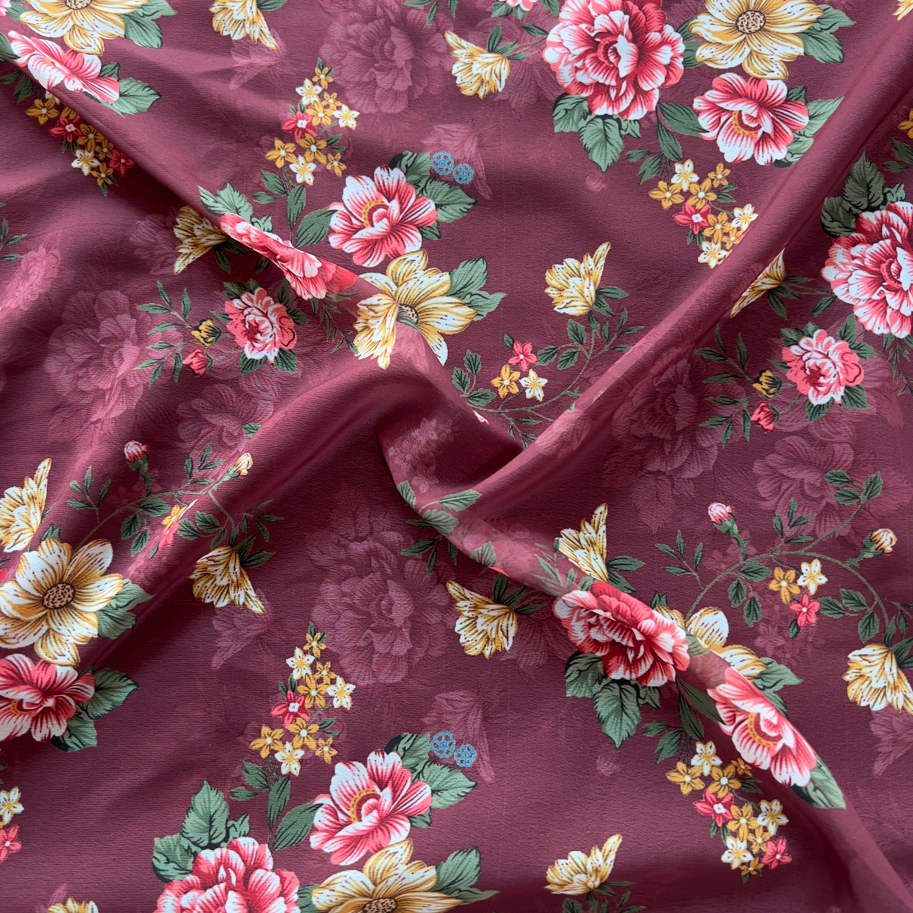 floral design with strock flower on georgette