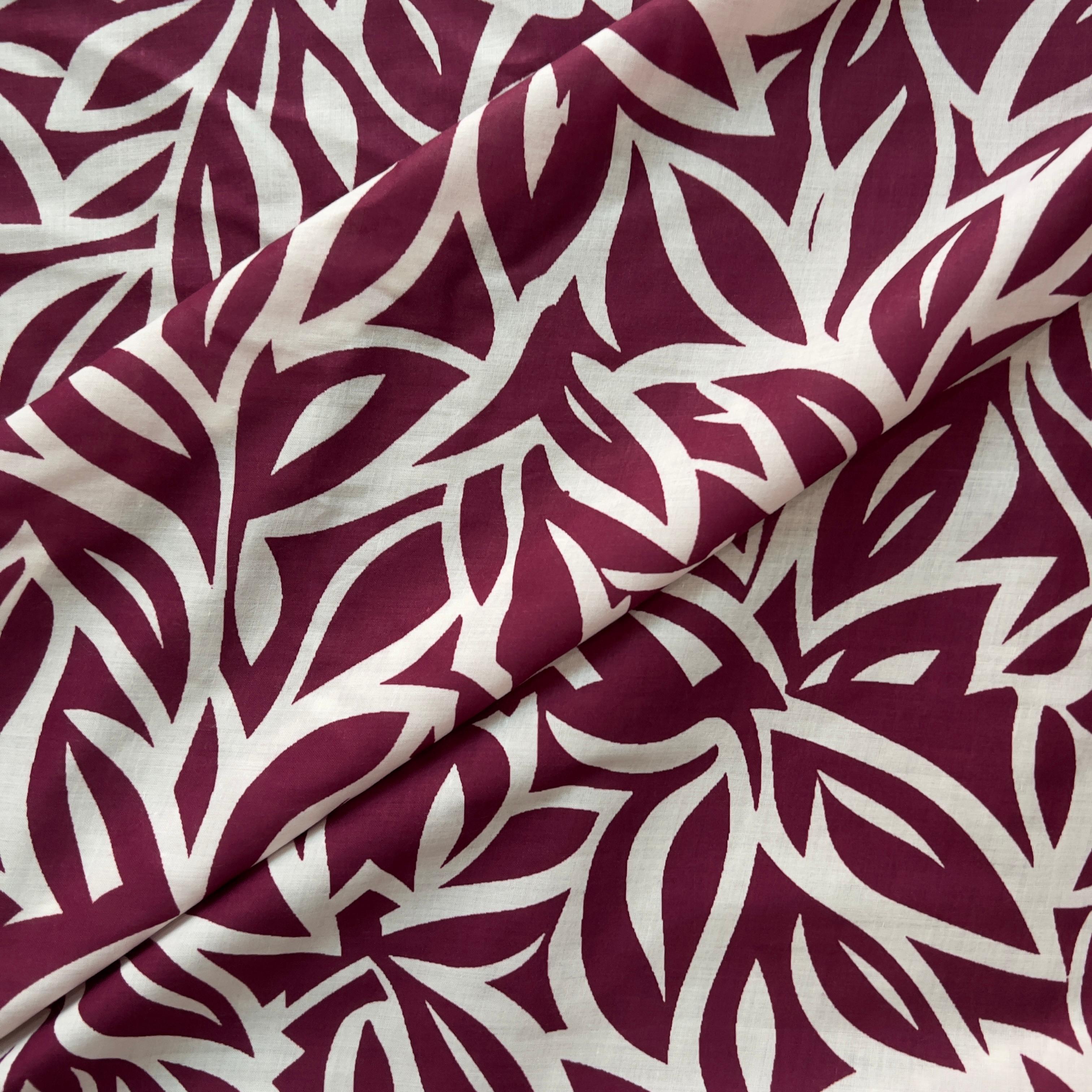 Leaf style floral print on cambric