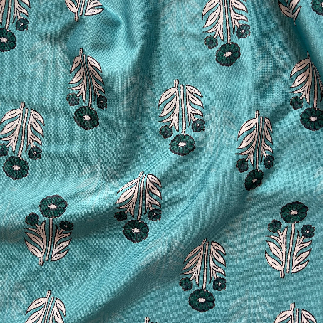 Block print with rama colour ground print on  rayon
