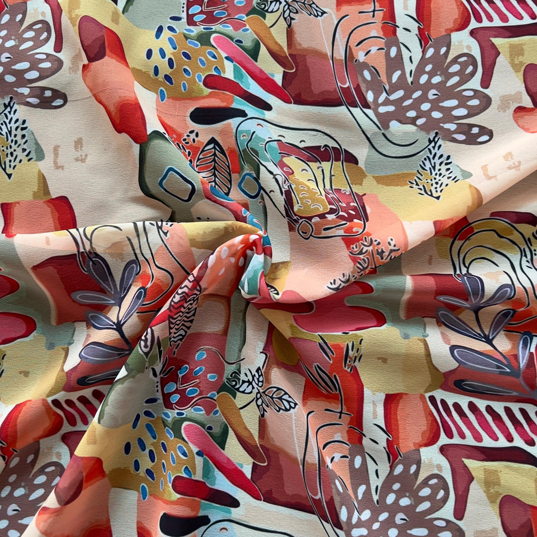 Multicolour geomatric print on georgette