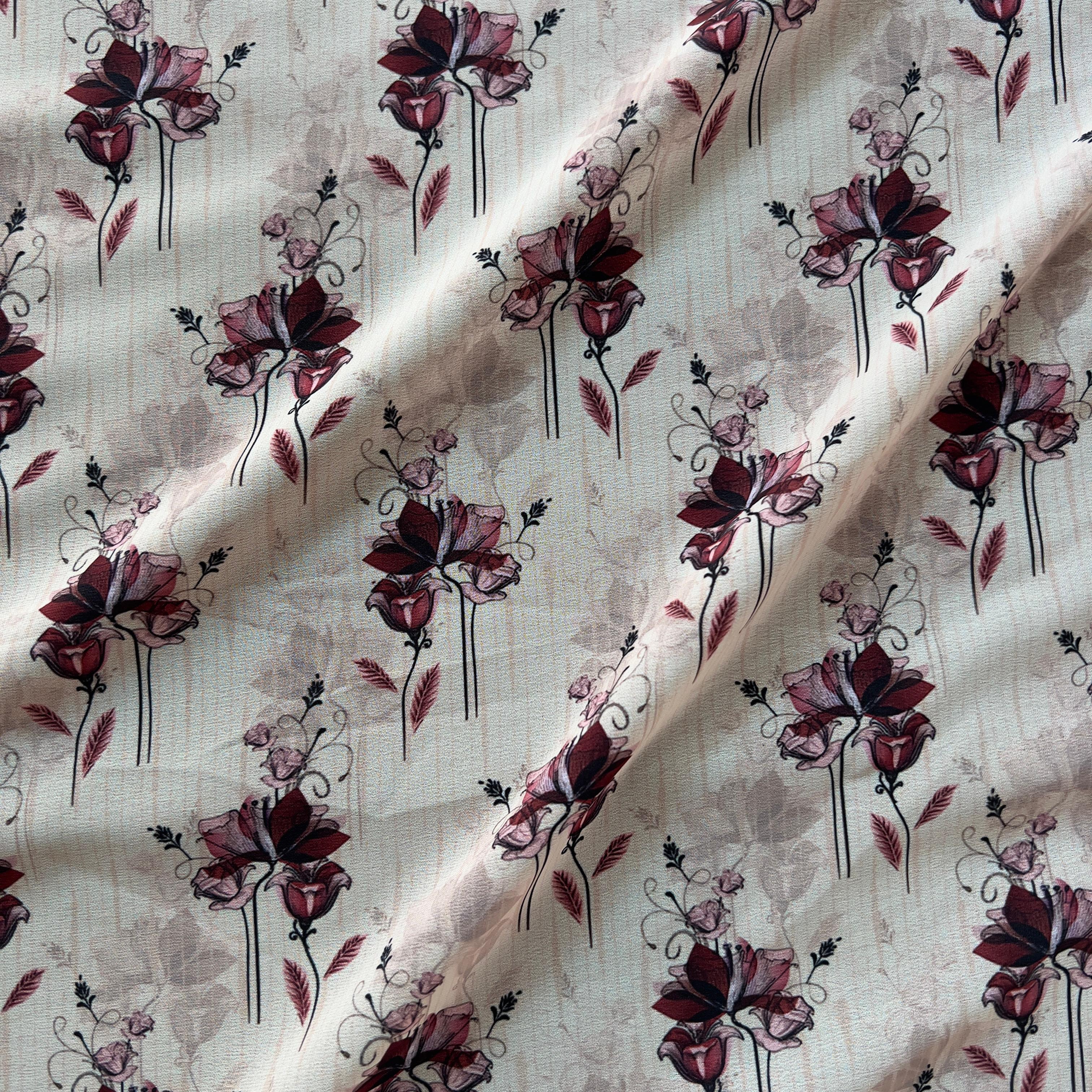 floral design with negative effects on georgette