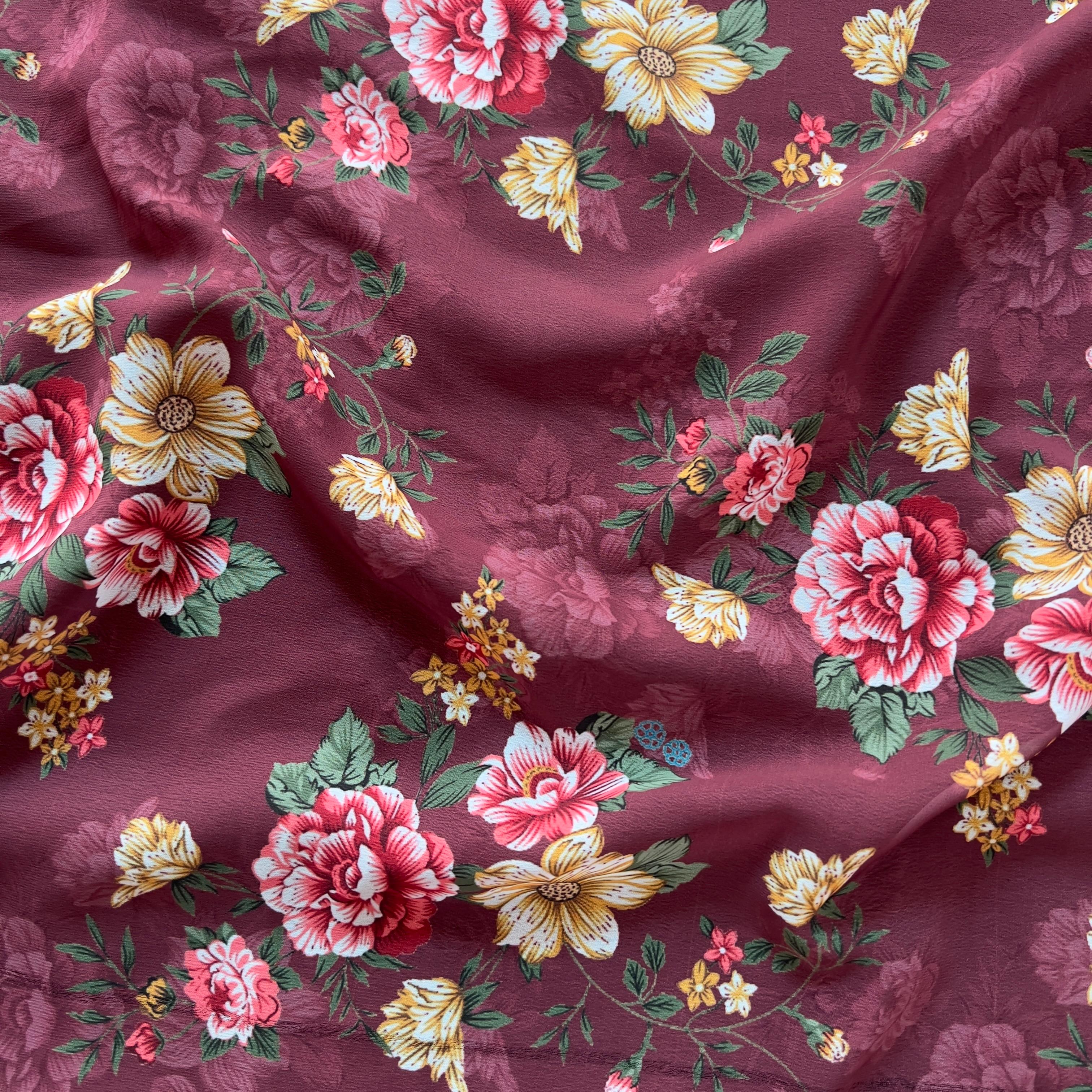 floral design with strock flower on georgette