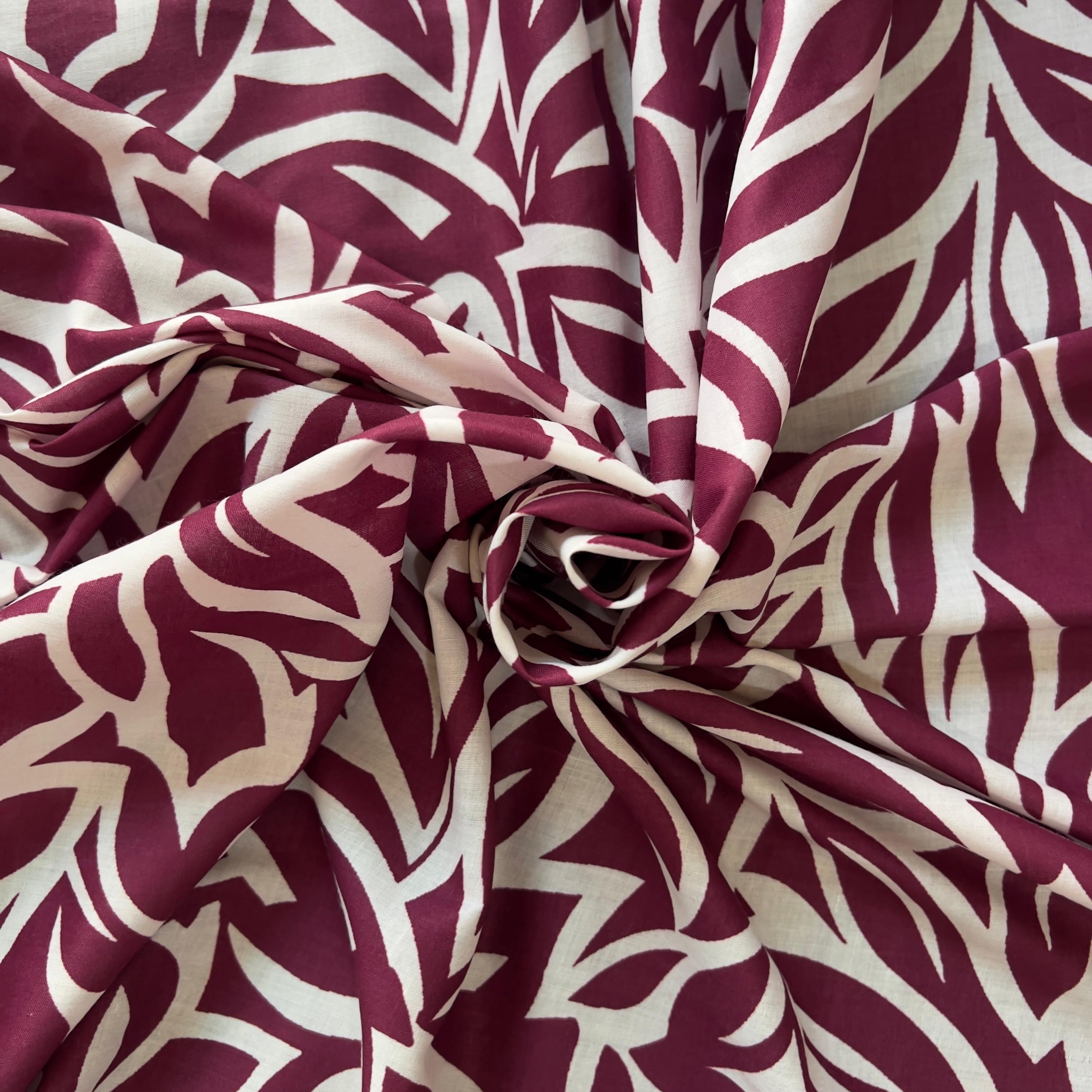 Leaf style floral print on cambric