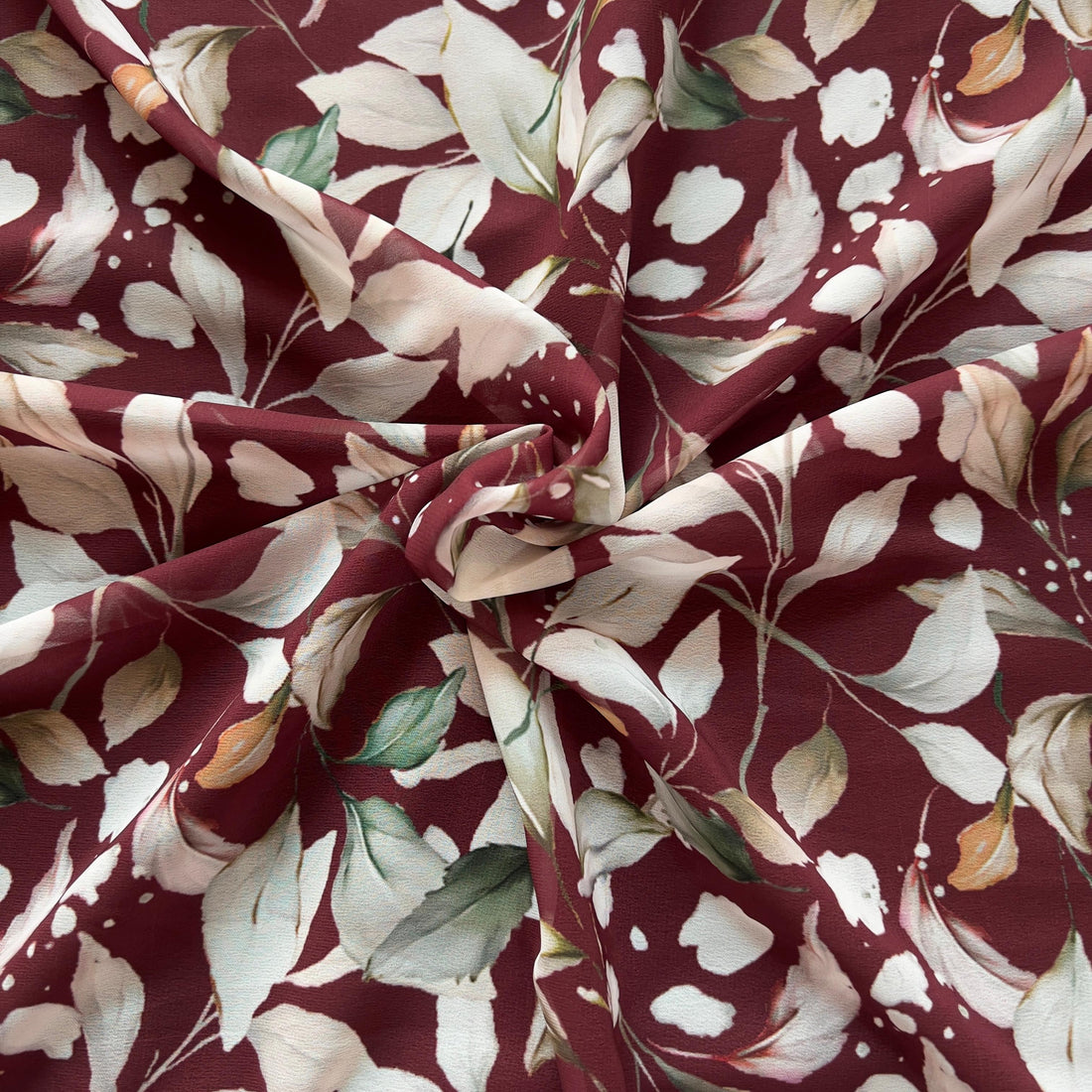 Dark  ground leaf  print on georgette