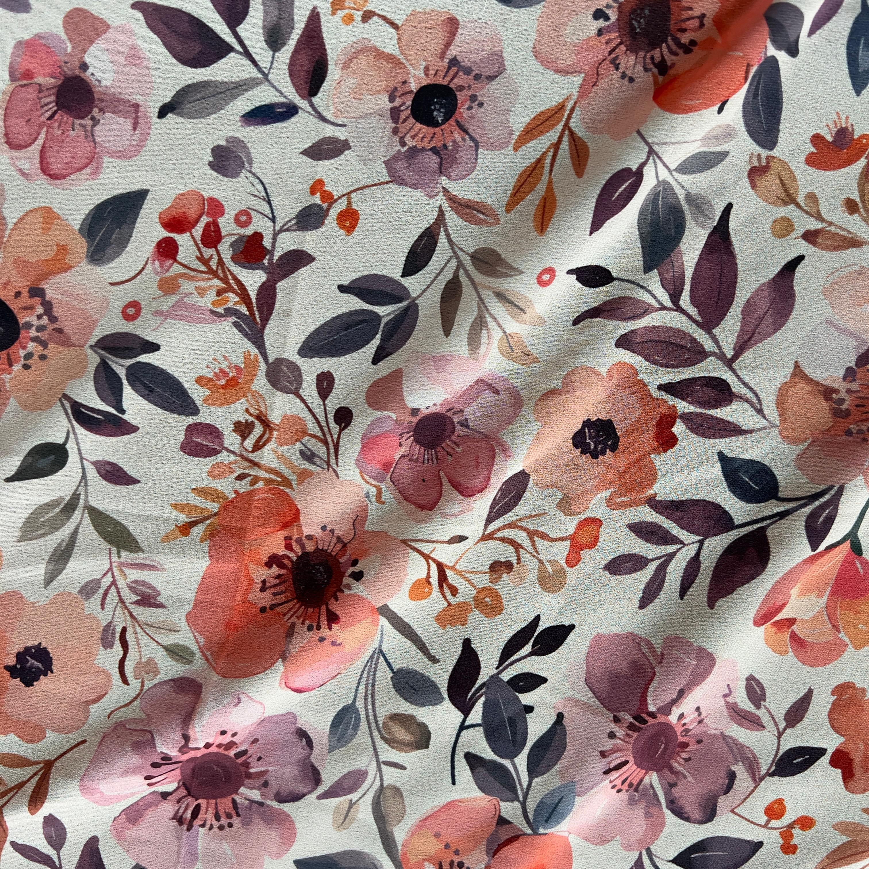 floral design with water colour flower on georgette