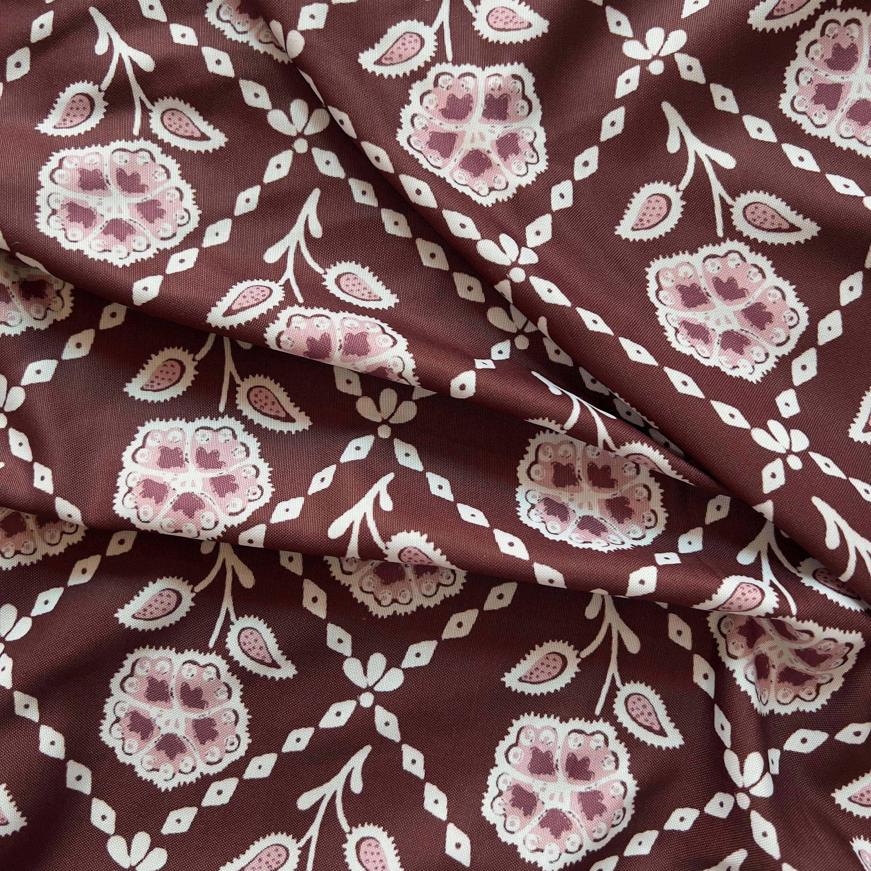 Traditional screen print style design on rayon